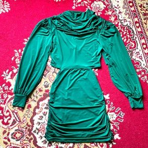 Emerald green open back dress